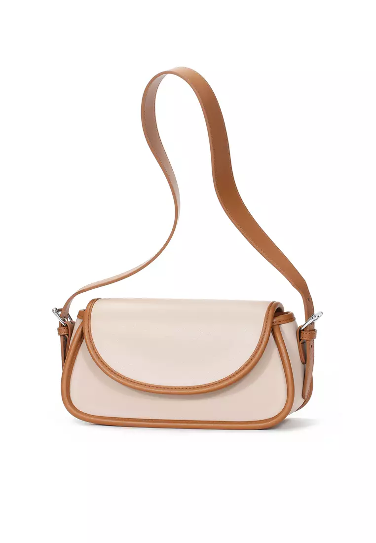 ZITIQUE Contrasting colored leather oblique backpack