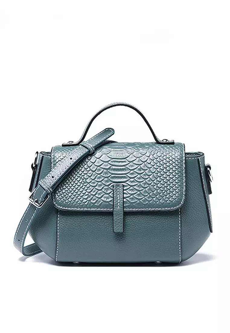 ZITIQUE Leather crocodile pattern oblique backpack