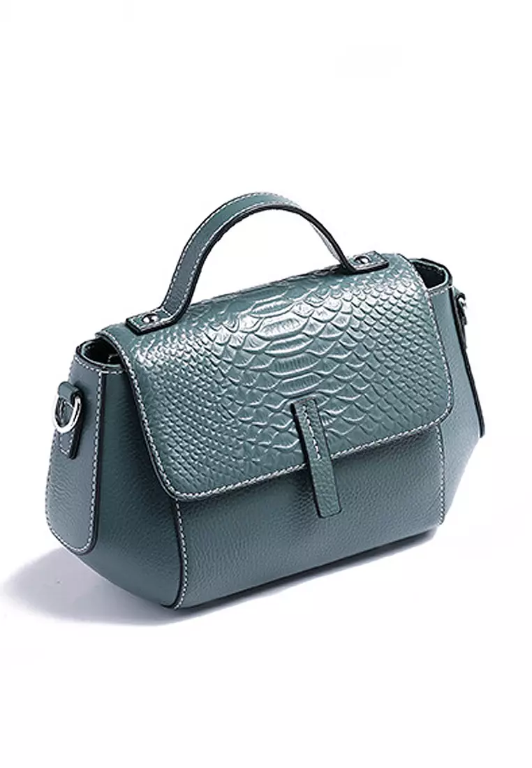 ZITIQUE Leather crocodile pattern oblique backpack